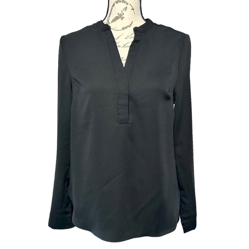 Women’s Lumiere Black Long Sleeve Sheer Back Tunic Blouse - Small